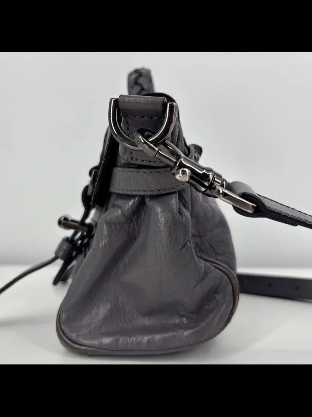 Mulberry Dark Gray Leather Shoulder Satchel
